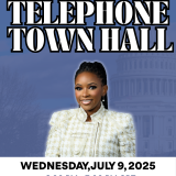 purple background; Congresswoman Jasmine Crockett; White text